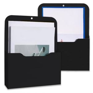 Porte Documents Magn&eacute;tiques, Lot de 2 Porte Stylo Magn&eacute;tique, Porte Marqueur pour R&eacute;frig&eacute;rateur, Rangement de Fournitures de Bureau, Porte Journaux Magn&eacute;tique Mural, pour le Bureau, la Cuisine, Noir (Yudobliss, neuf)