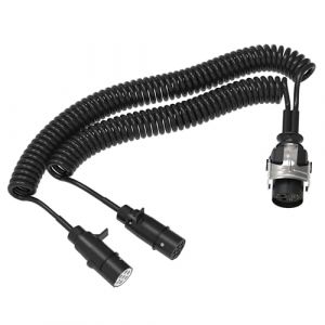 AUPROTEC C&acirc;ble en spirale pour remorque 24V 4m &ndash; 15-PIN / 7-PIN N+S Type &ndash; Connecteur en plastique &ndash; C&acirc;ble adaptateur pour connexion en spirale &eacute;lectrique pour camion, voiture, v&eacute;hicule utilitaire (AUPROTEC, neuf)