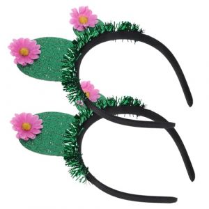 ASAKKURA Lot de 2 Serrage-t&ecirc;tes Cactus L&eacute;gers et S&ucirc;rs en Tissu, Bandeaux Cheveux Femme Color&eacute;s pour F&ecirc;te Tropicale, Accessoires Coiffure Fille et D&eacute;coration Cactus Festive (cheshangqianshangmaoUKshop, neuf)
