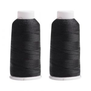 Lot de 2 rouleaux de fil &agrave; coudre fin pour tapisserie, cuir, artisanat en cuir, fil de tissage de cheveux, fil en polyester, fil &agrave; crochet, fil en nylon noir (cheng juan1, neuf)
