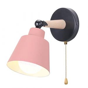 iDEGU Applique Murale Rétro Vintage E27 Luminaire Plafonnier Industriel en Bois et Métal Réglable Lampe Murale Interieur avec Interrupteur Applique Moderne pour Chambre Couloir Cuisine Salon (Rose) (IDEGU, neuf)