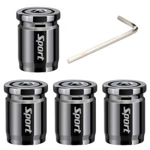 Duronge 4 pièces Bouchons de Valve pour Voiture, Couvercle de Valve Antivol avec Clé à Molette, Bouchon Universel Anti-PoussièRe pour Voiture, Camion, Vélo, Moto (Xinueru, neuf)