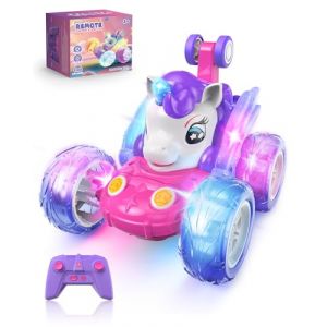 Kiztoys Voiture Telecommand&eacute; Fille 3 Ans - Licorne Jouet RC Stunt Car avec &eacute;clairage LED, Rechargeable Licorne Voiture RC Radiocommandee Jeux Cadeau Noel pour Enfant Fille 3 4 5 6 Ans (Kiztoys, neuf)