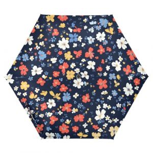 Amooorous Parapluie multi-petites fleurs et papillons couleur rouge et bleu _ 4 UV50+ parapluie automatique forte pluie vent pop up parapluie de golf ouverture automatique (prop1) (LLiangCai, neuf)