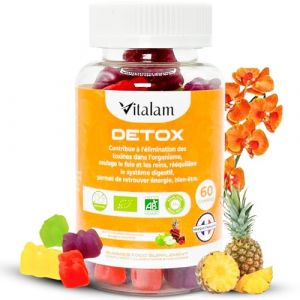 Vitalam Gummies Detox &ndash; Gummies Detox Curcuma, Digestion, Detox foie, Elimination Toxines, Draineur, Perte de poids, Bruleur de graisse, Compl&eacute;ment alimentaire &ndash; Sans Sucre &ndash; Go&ucirc;t Fraise Ananas (GENITIC shop, neuf)