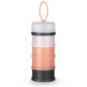 Vicloon Distributeur de lait en poudre pour bébé, Portable 4 Compartiments Boîte Doseuse à Poudre de Lait, Pots de stockage de bébé, pour le voyage et les activités de plein air, Gris & Rose (HANSBUY, neuf)
