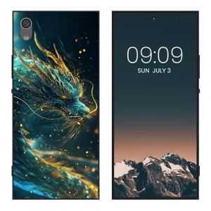 WUACYEAMING Noir Coque pour Sony Xperia XA1, Haute Qualit&eacute; TPU Silicone Mince Souple Antichoc Bumper avec Le Dragon Motif Dessin Mat Case (WUACYEAMING, neuf)