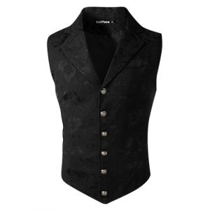 KBOPLEMQ Gilet de costume gothique victorien cachemire pour homme - Sans manches - Coupe ajust&eacute;e - Col en V, Noir , XXXL (VISNA, neuf)