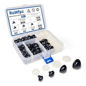 RuWfpz Nez de Securite Amigurumi Crochet 15-30mm - 4 Tailles Gros Nez de S&eacute;curit&eacute; Animaux Poup&eacute;e en Plastique Noir, Nez pour Peluche Amigurumi, 50pcs Nez Peluche &agrave; Coudre (WfpcDirect, neuf)