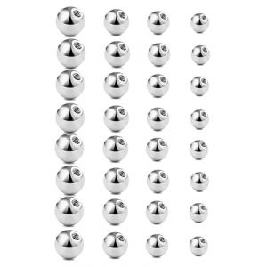OXDOHUE 32 pièces 14G 16G Boules de Piercing Argent Or Noir Remplacement Boules Acier Inoxydable pour Langue Ventre Bijoux de Piercing Filetage Extérieur Lèvres Septum Hélix (OXDOHUE, neuf)