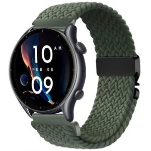 VELULYX Bracelet tressé nylon compatible Amazfit GTR 47mm/2/2e/3/3 Pro/GTR 4/4 Pro/Stratos 3/Stratos 2, Bracelet élastique 22MM pour Xiaomi S1/Xiaomi Mi/S1 Active/S3/Watch 2 (Mega Youth, neuf)