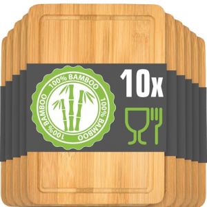 DuneDesign Lot de 10 : Petite Planche a Decouper - 22x15 Planche Aperitif Bois - Planche Petit Dejeuner Petite Planche de Bois - Planche a Charcuterie Apero - Planche à Découper Bambou Planche Bois (einspreis, neuf)