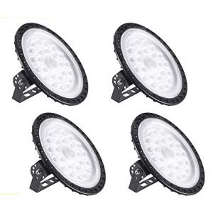 Bellanny 4 Pi&egrave;ces 100W LED UFO High Bay Lumi&egrave;re, 8000LM Projecteur LED Industriel, IP65 &Eacute;tanche UFO LED Spot Int&eacute;rieur avec 96LEDs- 6500K Blanc Froid LED Atelier UFO pour Les Usines Garage Cour (yeartime, neuf)