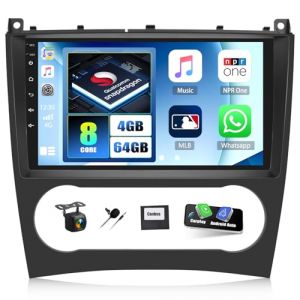 CAMECHO Snapdragon 8-C&oelig;urs 4+64G Android 15 Carplay Autoradio pour Mercedes Benz Classe C W203 W209 C180 C200 2005-2009, Nav DSP, 9" Ecran Tactile Radio Android Auto WiFi RDS Bluetooth Lien Miroir (Icamecho, neuf)