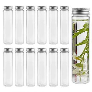 LYTIVAGEN 12 PCS Tubes à Essai en Plastique Transparents avec Bouchon à Vis Bouteille Sensorielle Vide Réutilisable Cadeau de Tube à Essai avec Couvercle pour Fleurs, Bonbons, Épices, Lotions, 110 ml (LYTIVAGOU, neuf)