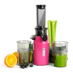 Ventray Ginnie Extracteur de Jus - Slow Juicer Pression Douce 60 Tours, Presse à froid, Fonction de Mastication Inversée, Extracteur de Jus de Fruits et Légumes Sans BPA, Facile à nettoyer, Rose Vif (V-Choice, neuf)