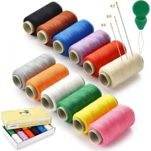 12 couleurs Fil à coudre,350 yards/bobine,Kit de fil pour machine à coudre,avec enfile-aiguille et d'aiguille à coudre,fil polyester,pour la couture à la main et à la machine, le bricolage et la maiso (Guangzhou Yingzhen Trading Co., Ltd, neuf)
