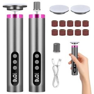 Rapeuse Pieds électrique 2-in-1 Râpe Pieds Electrique Rechargeable Rape Pied en Verre Nano Ponceuse Pied Appareil de Pédicure Anti-callosités Lime Electrique Pied pour éliminer les Callosités (Gris) (Laukra special SIA, neuf)