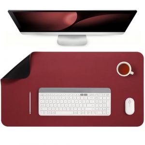 Jumdast Sous-main, Tapis de Bureau Antid&eacute;rapant Double Face Sous Main bureau Cuir Bloc-notes de Bureau &eacute;tanche pour le Bureau et la Maison(Rouge Noir, 33 x 60 cm) (Jumdast, neuf)