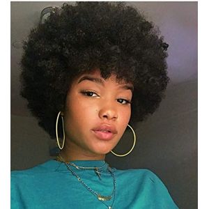 Xtrend 8 Pouces Courtes Afro Crépus Bouclés Perruques Noir Fluffy Afro Bouclés Cheveux Synthétiques Perruques Résistant À La Chaleur Perruques Doux Bouncy Curls Cheveux Perruques Pour Noires 1B# (XtrendHair, neuf)