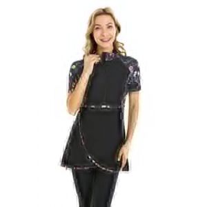 obaSeteck Maillot de Bain pudique Femme à Manches Courtes Imprimé Floral avec Ceinture réglable(M, Z10) (obaSeteck, neuf)