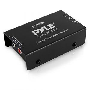 Pyle Pr&eacute;amplificateur Phono - Mini Pr&eacute;ampli Audio St&eacute;r&eacute;o pour Phonographe avec Entr&eacute;e RCA, Sortie RCA et Fonctionnement &agrave; Faible Bruit - Aliment&eacute; par Un Adaptateur 12V DC - Noir (Fast Media Ships From USA, neuf)