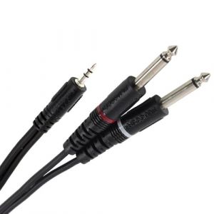 Plugger C&acirc;ble Y mini Jack m&acirc;le st&eacute;r&eacute;o/m&acirc;le mono 6 m Noir (SonoVente, neuf)