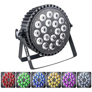 Par Led Projecteur Lumière 18x15w RGBWA+UV 6-en-1, DMX 512 Projecteur Scène Lumière Disco Fête, Jeux de Lumiere pour Soiree LED Éclairage de Scène Phare Par Lampes Intégrée pour Soirée Théâtre Mariage (WecanLight, neuf)