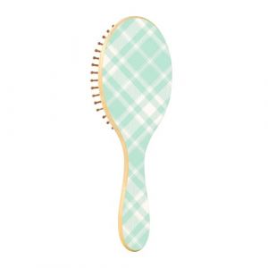 Brosse &agrave; cheveux en bois &agrave; damier vert avec brosse de massage en bois cepillo de cabello para mujer (Hangchuan Health, neuf)