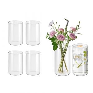 Lot de 6 vases cylindriques en Verre pour Les décorations de Table, vases à Bougies en Verre de 15 cm de Haut pour la décoration des fêtes, des Mariages et des banquets (6, 8.5 x 15 - Droit) (Jinyun store, neuf)