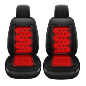 Kosinso 2 pi&egrave;ces Housse de si&egrave;ge de voiture, Housse de si&egrave;ge d'hiver avec appui-t&ecirc;te complet, Housses de si&egrave;ge de voiture compatibles avec la plupart des voitures &agrave; deux places (Noir) (Henglou, neuf)