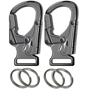 Ahiller Mousqueton Porte-Cl&eacute;s en Alliage Gunmetal 4.8 cm, avec 4 Anneaux pour Cl&eacute;s, Accroche Ext&eacute;rieur, Petit Porte-Cl&eacute;s pour Homme et Femme | Mod&egrave;le Gunmetal-2P (Chuan Da, neuf)