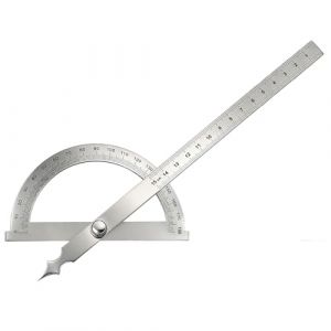 0&ndash;180&deg; Rapporteur d&rsquo;Angle en Acier Inoxydable avec 15cm R&egrave;gle Pivotante Goniom&egrave;tre de Pr&eacute;cision avec Vis de Blocage Metal Goniometre Outil de Mesure pour &Eacute;cole Menuiserie Bricolage Dessin Travail Bois (KangBinHuiStore, neuf)