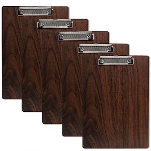 GUOKOFF 5 Pièces En Bois Porte-bloc A4 avec Pince, Clipboard A4, Porte Bloc A4 Avec Pince, Planchettes à Pince pour Papier d'écriture Memo des Dossiers, Porte Document A4 Avec Clip, Marron (hong jiu jiu mao yi, neuf)