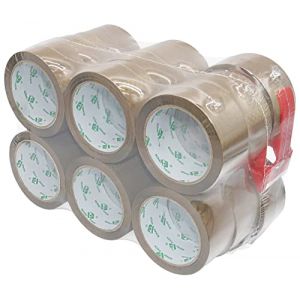 BOMEI PACK Lot de 18 rouleaux de ruban adhésif Marron avec Dérouleur Pour Boîtes et Ruban D'emballage 66m x 48mm (BOMEI PACK FR, neuf)