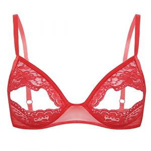 Alvivi Femme Soutien-Gorge Push Up Bra Lingerie Dentelle Transparent Brassière Redresse-Sein Sein Nu sous Vêtement Erotique S-5XL Rouge XL (Acfunny-eu, neuf)