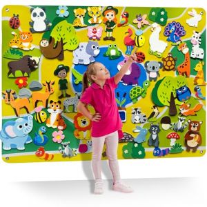 QUOKKA Tableau en Feutre Zoo pour Enfants de 3 à 5 Ans - Lot de 70 Planches en Feutre Double Epaisseur avec Grand Format 104x76 cm - Panneau d'Activités Mural en Feutre Durable pour Enfants 2 4 Ans (Adducate Inc., neuf)