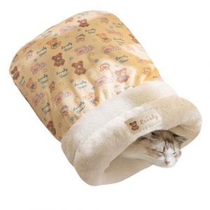 Peufcmi Sac de Couchage pour Chat | Panier Douillet pour Chat | Nid d'hiver &Eacute;pais Chaud Lavable pour Chats Chaton Int&eacute;rieur Ext&eacute;rieur Voyage Repos Automne Hiver (paerif, neuf)