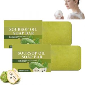 Savon &Agrave; L'huile De Corossol Naturelle - Vegan, Hydratant Et Exfoliant Doux Pour Le Visage Et Le Corps &Agrave; L'huile De Coco - Nettoie Les Pores En Profondeur, Apaise La Peau (2) (瑄安, neuf)
