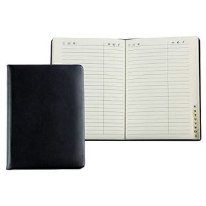 DELMON VARONE - Carnet d'adresses personnalisable DIN A6 reli&eacute; avec registre A-Z en cuir "Boxcalf" premium noir, couverture rigide et r&eacute;pertoire t&eacute;l&eacute;phonique alphab&eacute;tique (DELMON VARONE, neuf)