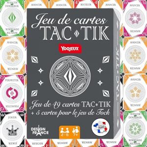 YOOJEUX Jeu de Cartes TAC-TIK et Tock - Fabrication Française. L'ensemble se Compose de 49 Cartes pour Jouer au TAC-TIK et Inclus 5 Cartes Supplémentaires pour Jouer au Jeu de Tock ou TOC. (Boutique BMT France, neuf)