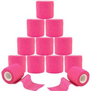 ANAMPION Bandage Autoadhésif, 5cm x 4.5m Bande Cohesive pour Les Humains Et Les Animaux, Bande Strapping Adhésif pour Gonflement Des Chevilles, Sports, Animaux(Couleur rose vif, 12 Rouleaux) (ANAMPION-EU, neuf)