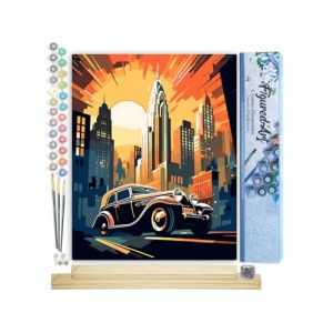 Figured'Art Peinture par Num&eacute;ro Adulte avec Cadre Voiture Art D&eacute;co &agrave; New York - Activit&eacute; Manuelle Kit de Loisir Cr&eacute;atif DIY Num&eacute;ro d'Art Complet - 40x50cm avec ch&acirc;ssis en bois &agrave; monter (Figured'Art, neuf)
