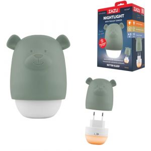 ZAZU Benny Veilleuse Bébé Automatique avec Détecteur de Crépuscule – Rechargeable | Blanc & Orange | Autonomie 70h | Mode Voyage | Lampe de Nuit Portable pour Enfants (Sauge) (ZAZU Kids., neuf)