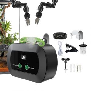 Humidificateur de terrarium | Brumisateur automatique pour aquarium de reptiles avec minuterie | Brumisateur portable avec buse r&eacute;glable &agrave; 360 degr&eacute;s pour plantes, cam&eacute;l&eacute;on, grenouille, serpent (criatle, neuf)