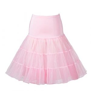 Boolavard Jupon Femme Style ann&eacute;e 50 Jupon Rockabilly Jupe Tutu Vintage (FR/ES, Alpha/Lettres, XS, Moyen, Taille Normale, Taille Normale, Rose Clair) (Boolavard, neuf)