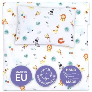 Housse de Couette Enfant 90 x 120 cm - parures de lit Enfants taie Oreiller 60 x 40 cm en Coton Motif Safari (ASE Spó?ka Akcyjna, neuf)