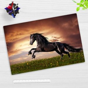 Sous-main pour enfants et adultes - « Cheval noir » - En vinyle (plastique) de qualité supérieure - 60 x 40 cm - Sous-main antidérapant pour une meilleure protection - Fabriqué en Allemagne (ASongman, neuf)