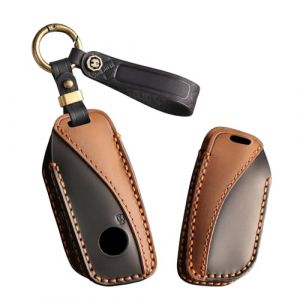 ontto Étui de protection pour clé de voiture avec porte-clés à 4 boutons - Convient pour BMW Série 1, 2, 3, 4, 5, 6, 7 X5, X6, GT3, GT5, M4, M5, M6, F10, F11, F20, F30 - En cuir, c noir (Ontto, neuf)