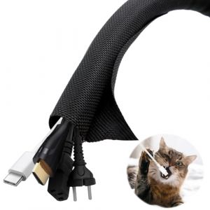 Scettar 5M Manchon de Cache C&acirc;ble,Protecteur de Cordon pour Animaux(13 mm),Gaine C&acirc;ble Tress&eacute;e Extensible,Gaine Cable Informatique pour Automobiles/Audio/PC/USB (XWF Store, neuf)